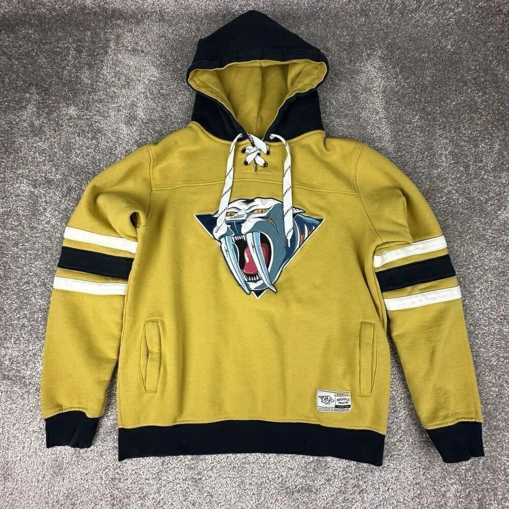 Nashville Predators Hoodie Womens Small Regular Yellow Pullover Team Logo Y2K